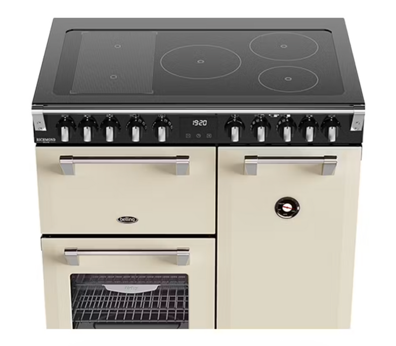 Belling 90cm Freestanding Oven with 5 Zone Induction Cooktop - Cream White