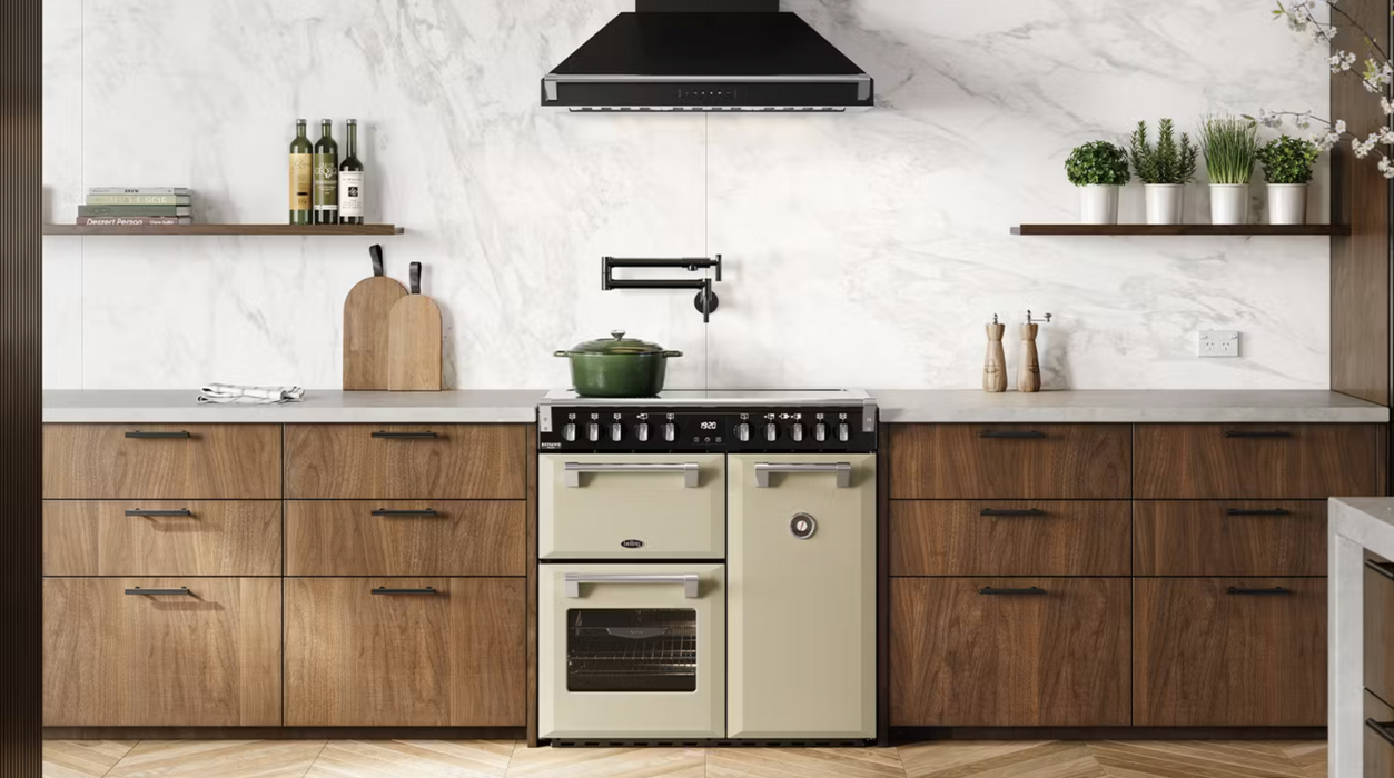 Belling 90cm Freestanding Oven with 5 Zone Induction Cooktop - Cream White