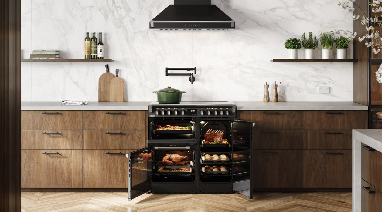 Belling 90cm Freestanding Oven with 5 Zone Induction Cooktop - Cream White