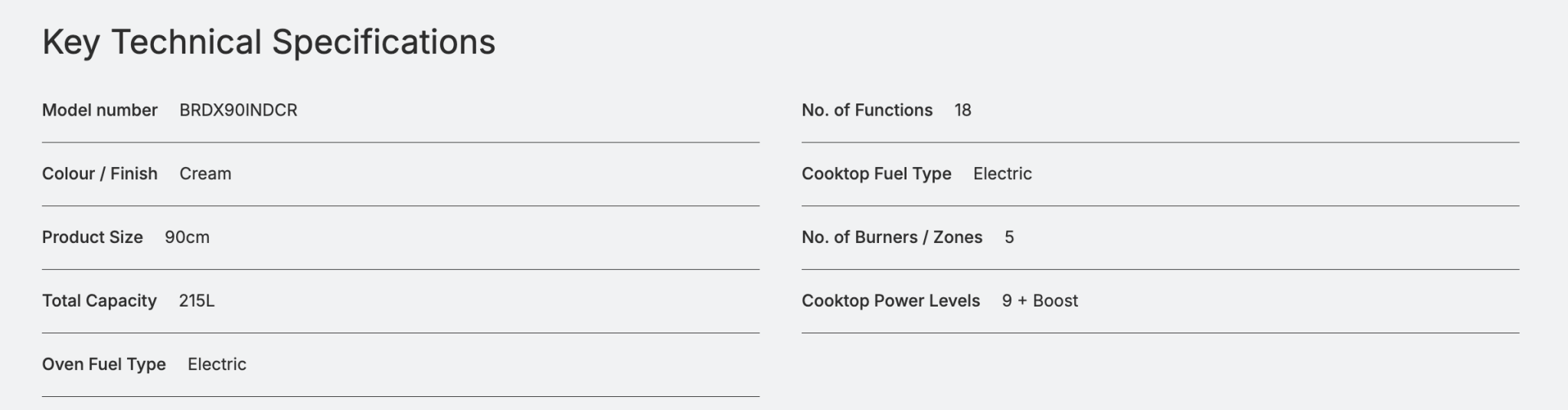 Belling 90cm Freestanding Oven with 5 Zone Induction Cooktop - Cream White