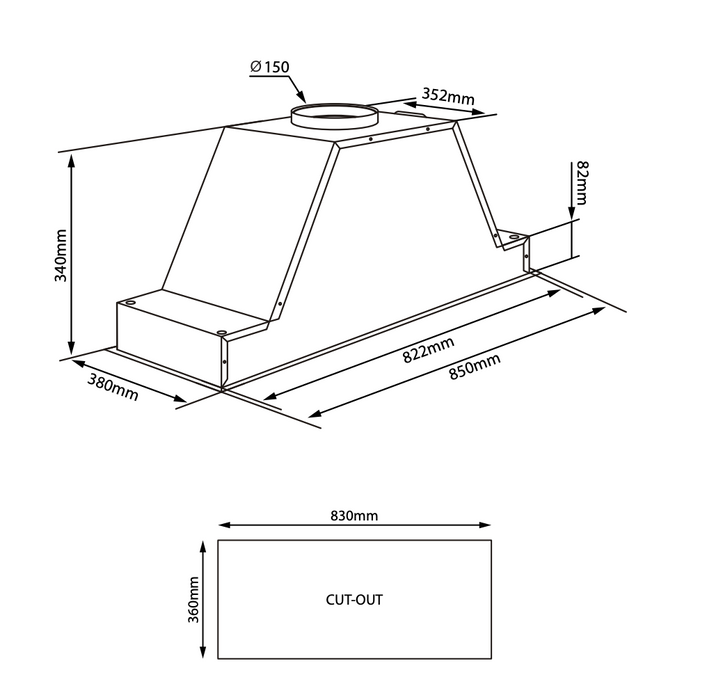 Belling 90cm Undermount Rangehood with Deep Filtration Area BU90DB