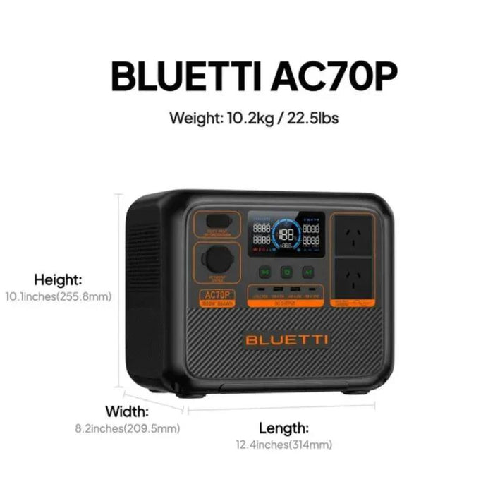 Bluetti Ac70P Portable Power Station Battery Powerbank 1000W 864Wh - LX2001 - Homewares, Outdoor, Phone Accessories, Cases, Speakers, Headphones + More -