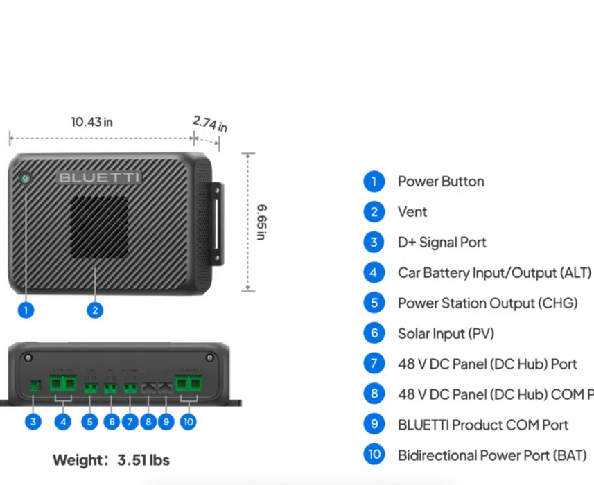 Bluetti Charger2 Alternator & Solar Dual Dc Charger With Cable 1200W