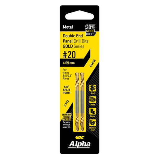 Alpha Gold Series No. 11 Gauge (4.85Mm) Panel Drill Bit Double Ended (Card 2) - LX2001 - Homewares, Outdoor, Phone Accessories, Cases, Speakers, Headphones + More -