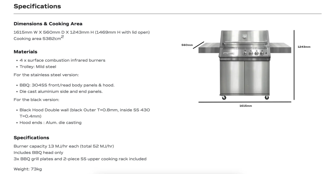CROSSRAY XPlor Gas 4 Burner BBQ with Trolley Stainless Steel TCX4PL - LX2001 - Homewares, Outdoor, Phone Accessories, Cases, Speakers, Headphones + More -