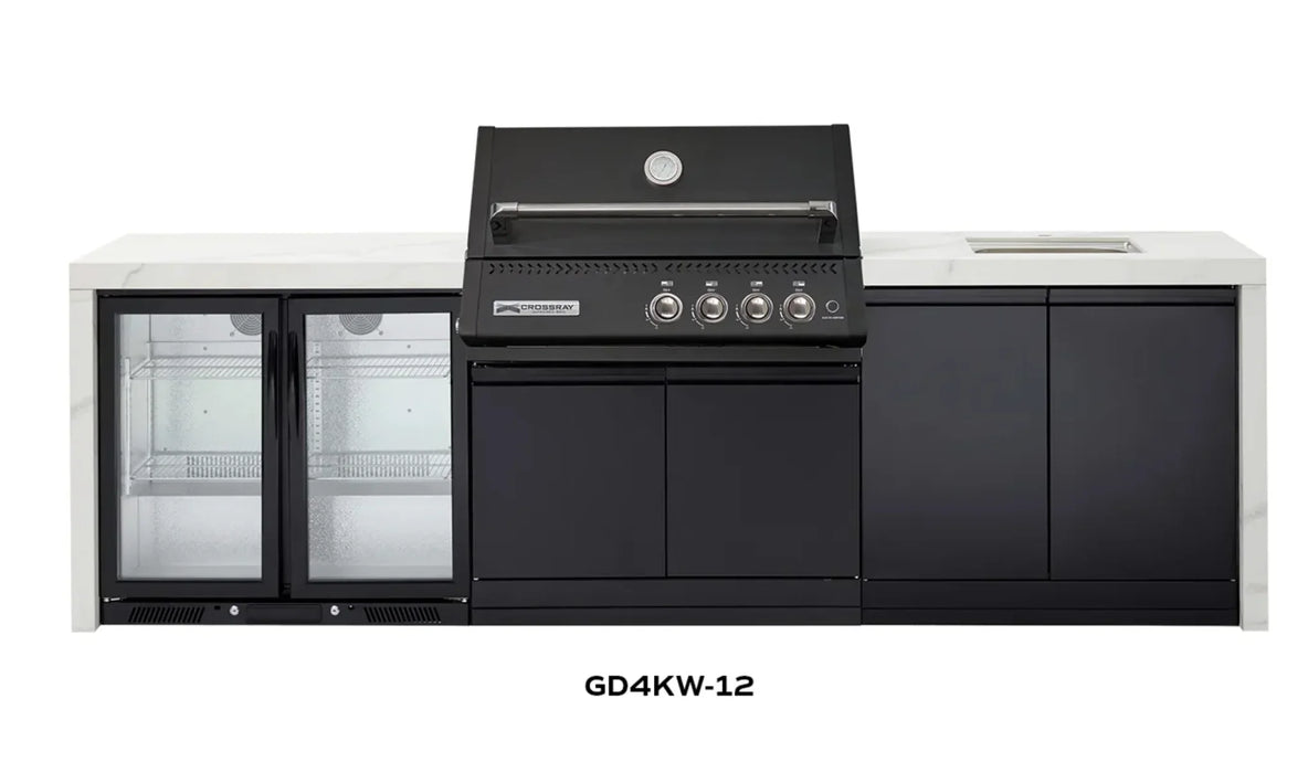 CROSSRAY XPlor Outdoor Black BBQ Kitchen White Bench Double Fridge Sink - LX2001 - Homewares, Outdoor, Phone Accessories, Cases, Speakers, Headphones + More -