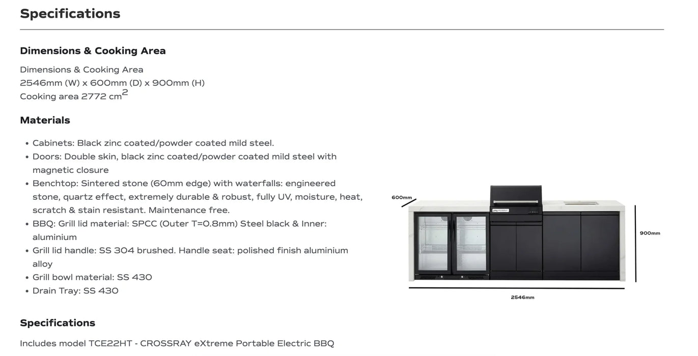 Crossray TCEK-08 eXtreme Electric Outdoor BBQ Kitchen with Sink Black Benchtop - LX2001 - Homewares, Outdoor, Phone Accessories, Cases, Speakers, Headphones + More -