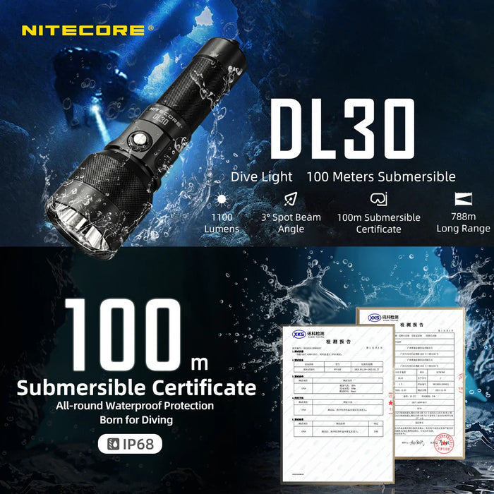Nitecore Dl30 Diving Light Ip68 1100 Lumens - LX2001 - Homewares, Outdoor, Phone Accessories, Cases, Speakers, Headphones + More -
