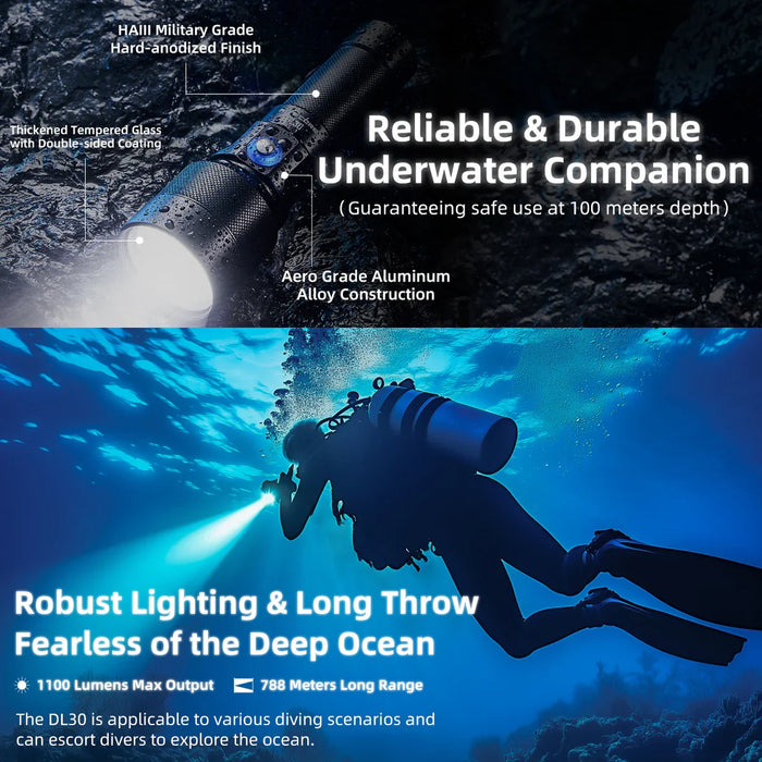 Nitecore Dl30 Diving Light Ip68 1100 Lumens - LX2001 - Homewares, Outdoor, Phone Accessories, Cases, Speakers, Headphones + More -