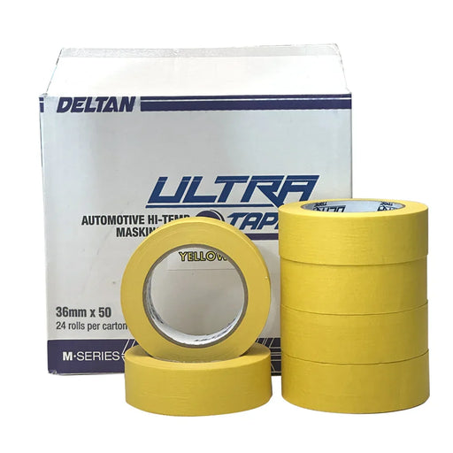Deltan Ultra Tape Automotive Masking Tape Yellow 36Mm X 50M Box Of 24 - LX2001 - Homewares, Outdoor, Phone Accessories, Cases, Speakers, Headphones + More -