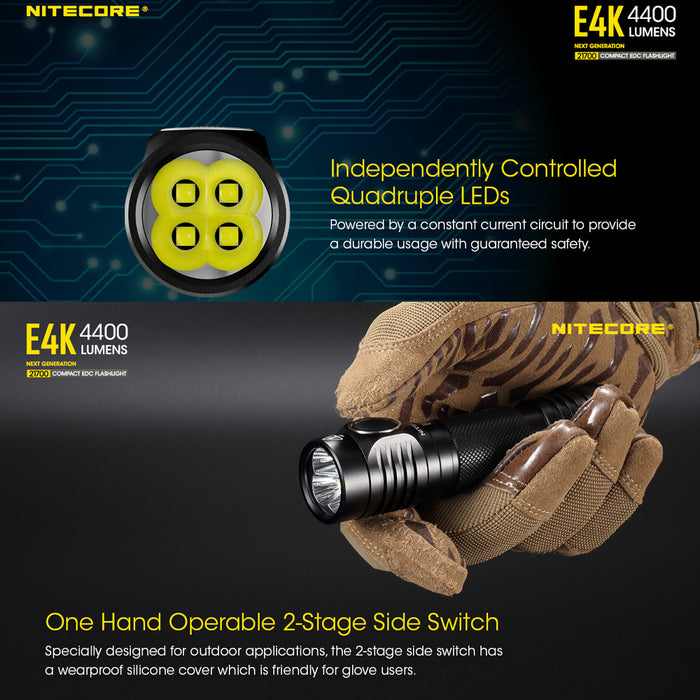 Nitecore E4K 4400 Lumen Edc Torch