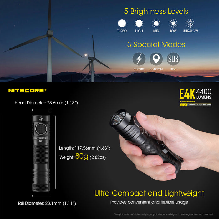 Nitecore E4K 4400 Lumen Edc Torch