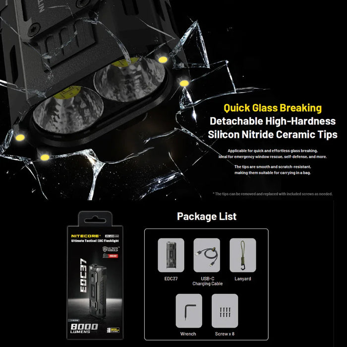 Nitecore Edc37 8000 Lumen Edc Flashlight - LX2001 - Homewares, Outdoor, Phone Accessories, Cases, Speakers, Headphones + More -