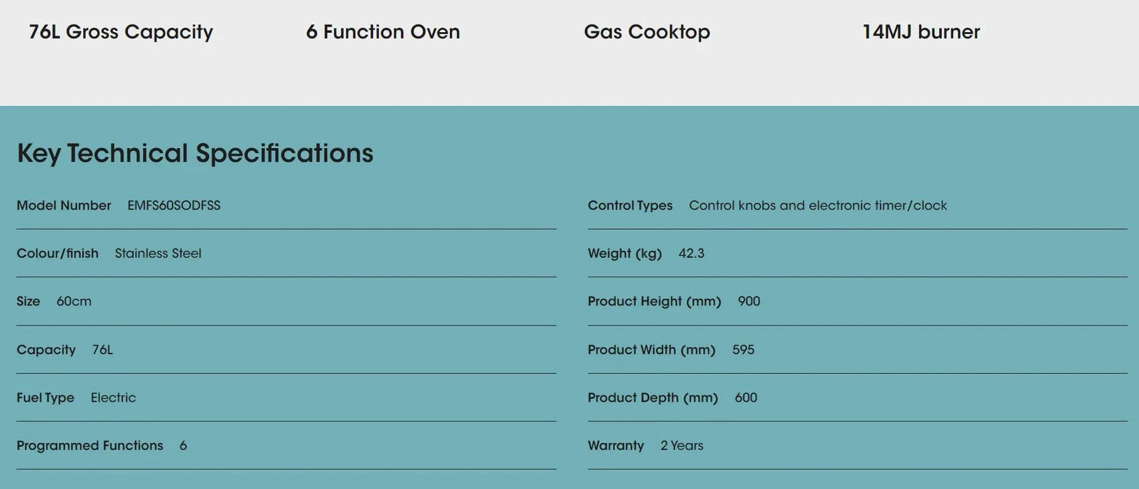 Euromaid Freestanding 60cm Gas Cooktop Electric Oven - LX2001 - Homewares, Outdoor, Phone Accessories, Cases, Speakers, Headphones + More -