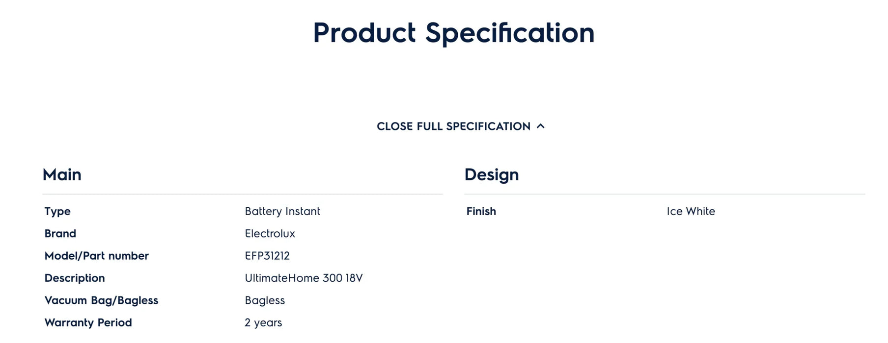 Electrolux UltimateHome 300 stick vacuum cleaner - Ice white - LX2001 - Homewares, Outdoor, Phone Accessories, Cases, Speakers, Headphones + More -