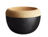 Deep storage bowl with matte black base and beige cork rim, modern homeware