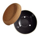Deep ceramic storage bowl with a cork lid and three ventilation holes, kitchenware product.