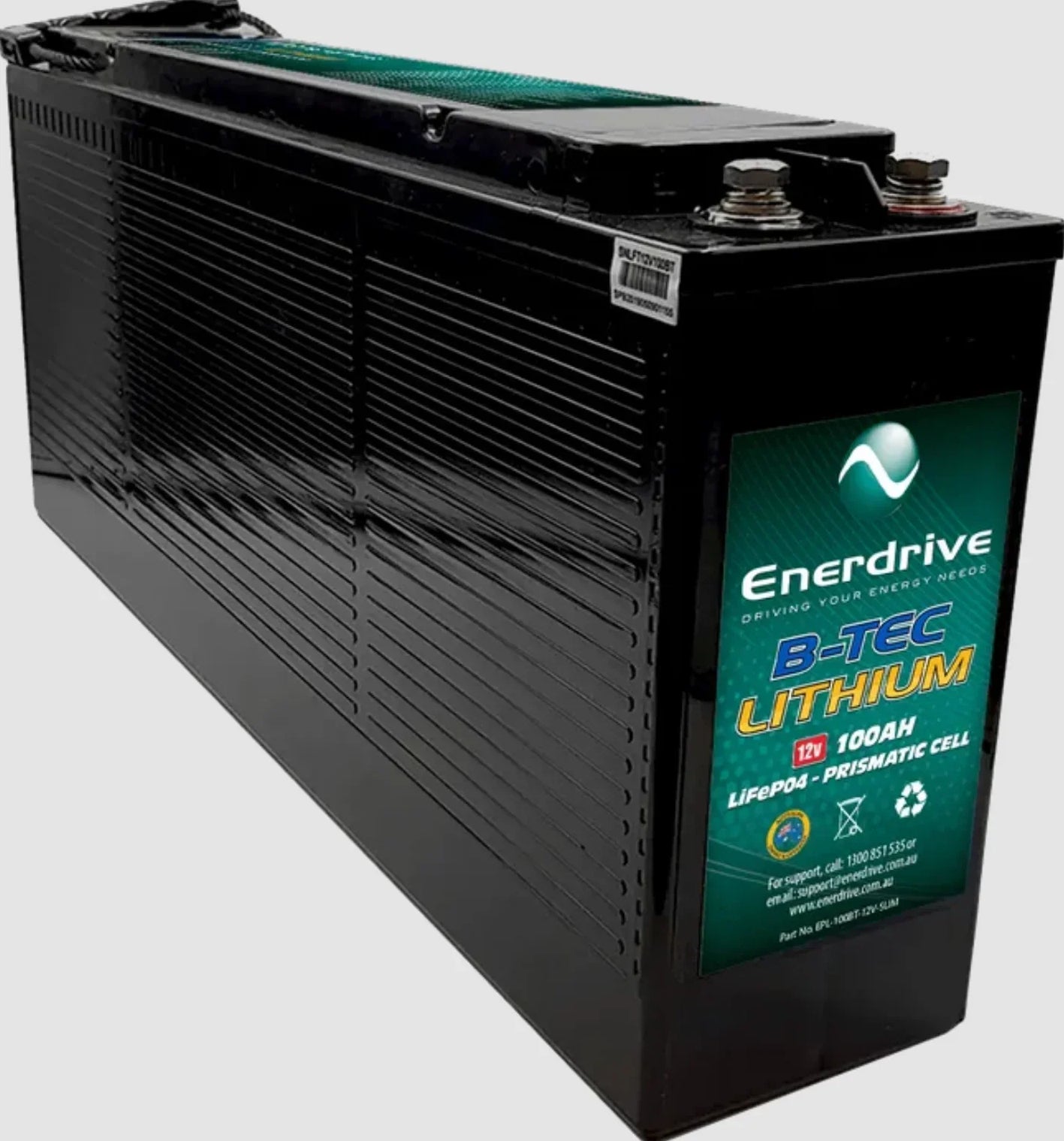 Enerdrive B-Tec 100Ah 12V Lifepo4 Slim Case Battery EPL-100BT-12V-SLIM ...