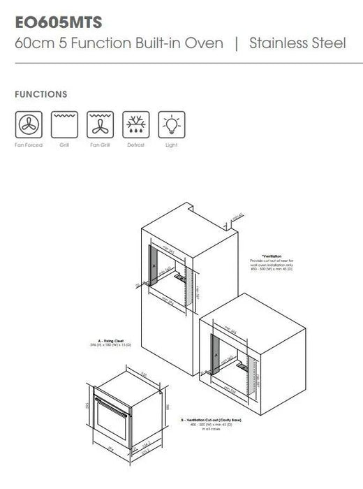Euromaid 60cm 5F Oven Mech Timer Stainless Steel - LX2001 - Homewares, Outdoor, Phone Accessories, Cases, Speakers, Headphones + More -