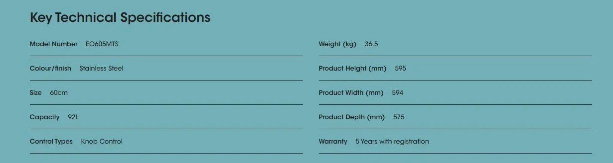 Euromaid 60cm 5F Oven Mech Timer Stainless Steel - LX2001 - Homewares, Outdoor, Phone Accessories, Cases, Speakers, Headphones + More -