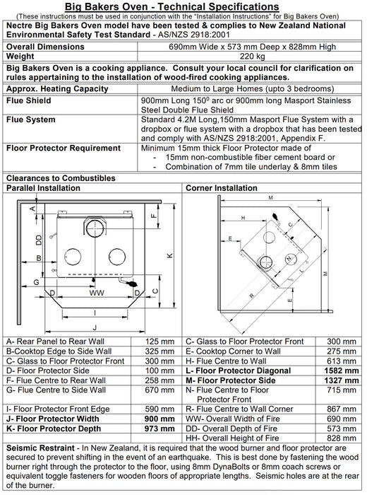 Fireplace Oven Nectre NBBO Big Bakers Oven w/ Water Booster / Wet Back Flue Kit - LX2001 - Homewares, Outdoor, Phone Accessories, Cases, Speakers, Headphones + More -