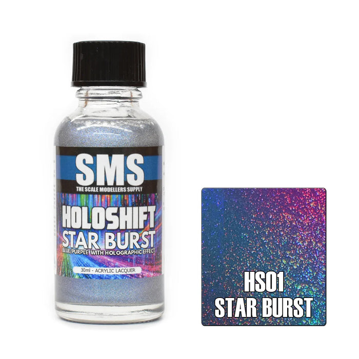 Sms Airbrush Paint Acrylic Lacquer Holoshift Star Burst Blue/Purple/Holo 30Ml