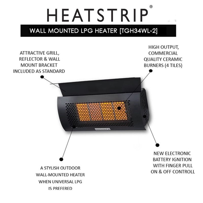 Heatstrip Heat Strip Wall mounted Outside Heater - Natural Gas
