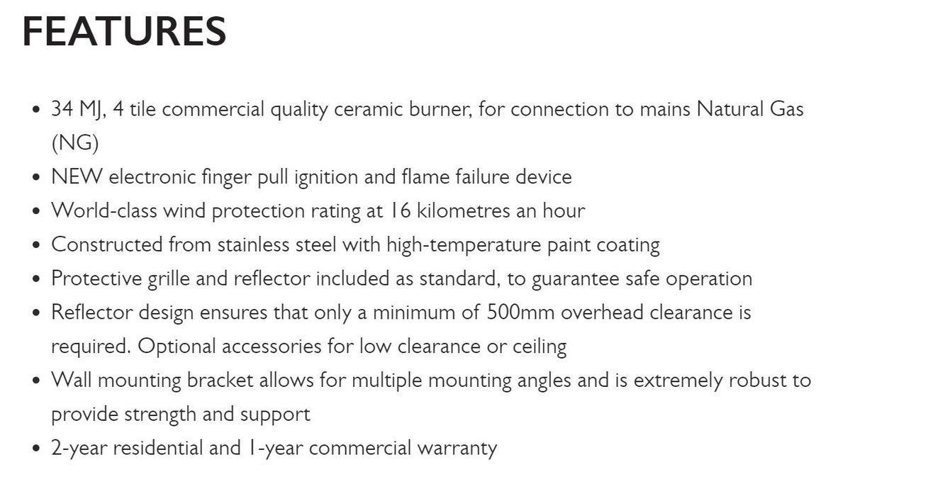 Heatstrip Heat Strip Wall mounted Outside Heater - Natural Gas