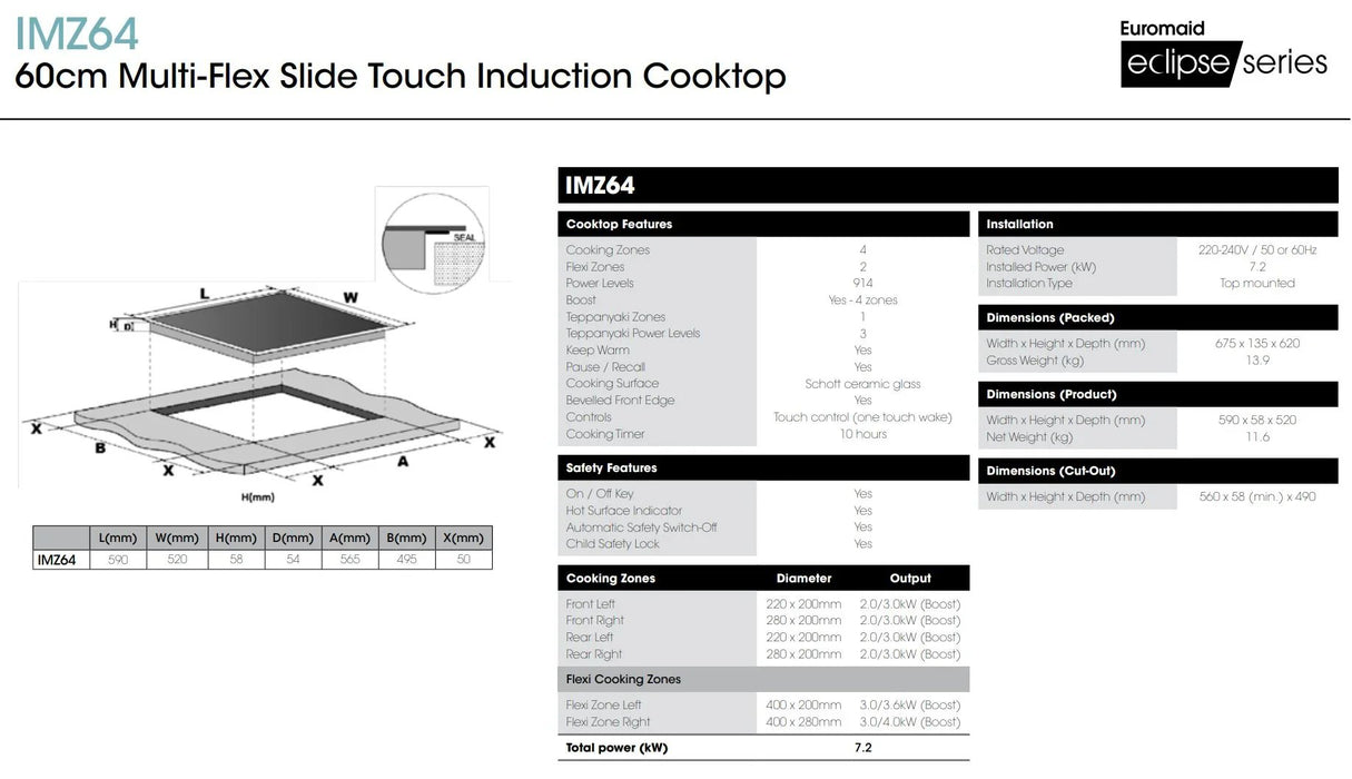 Euromaid 60cm Induction Cooktop With 4 Zones and Multi-Flex - LX2001 - Homewares, Outdoor, Phone Accessories, Cases, Speakers, Headphones + More -