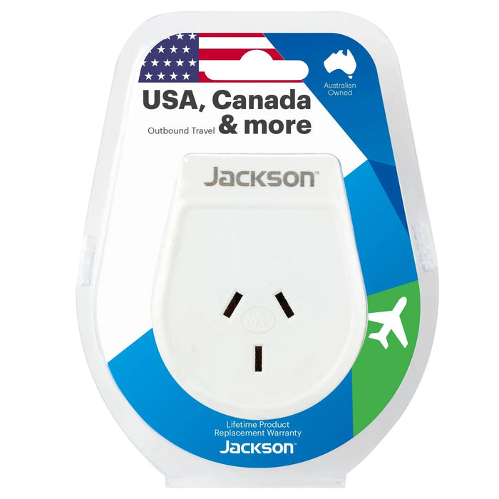 JACKSON Slim Outbound Travel Adaptor For Use In USA/Canada - LX2001 - Homewares, Outdoor, Phone Accessories, Cases, Speakers, Headphones + More -