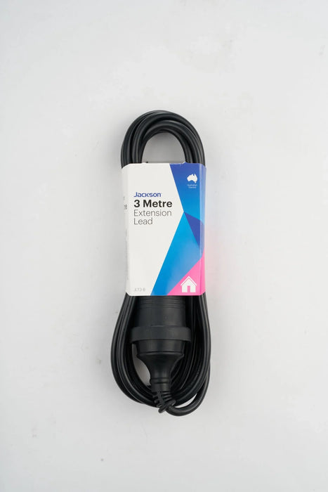 Jackson 3M Power Extension Cord Lead Black - LX2001 - Homewares, Outdoor, Phone Accessories, Cases, Speakers, Headphones + More -
