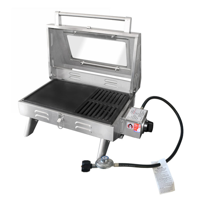 Kiwi Sizzler Gas BBQ Marine Grade Boating Boat Window Top BBQ with Flame Guard