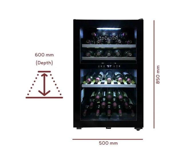 LeCavist 56 Bottle Dual Zone Wine Cabinet Fridge - Black