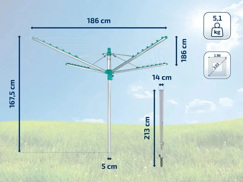 Leifheit Linomatic 400 Easy Rotary Clothes Dryer - LX2001 - Homewares, Outdoor, Phone Accessories, Cases, Speakers, Headphones + More -