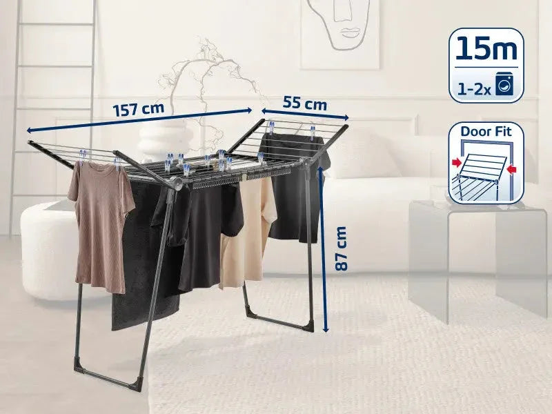 Leifheit Standing Clothes dryer Pegasus 150 Solid Slim Black - LX2001 - Homewares, Outdoor, Phone Accessories, Cases, Speakers, Headphones + More -