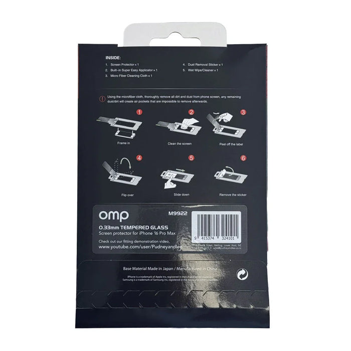 OMP for Apple iPhone 16 Pro Max Premium Glass Screen Protector - LX2001 - Homewares, Outdoor, Phone Accessories, Cases, Speakers, Headphones + More -