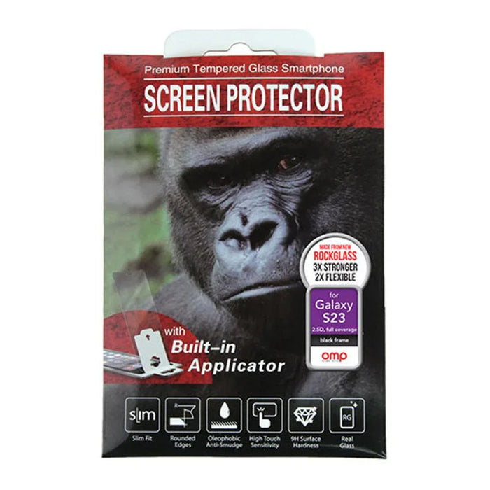OMP Galaxy S23 Premium Full Coverage Tempered Glass Screen Protector Black - LX2001 - Homewares, Outdoor, Phone Accessories, Cases, Speakers, Headphones + More -