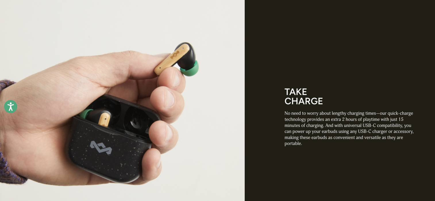MARLEY Little Bird True Wireless Earbuds Earphones - Signature Black EM-JE123-SB