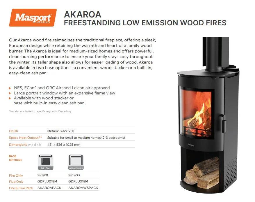 Masport Akaroa Fireplace Freestanding radiant wood fire with Ash Pan - LX2001 - Homewares, Outdoor, Phone Accessories, Cases, Speakers, Headphones + More -