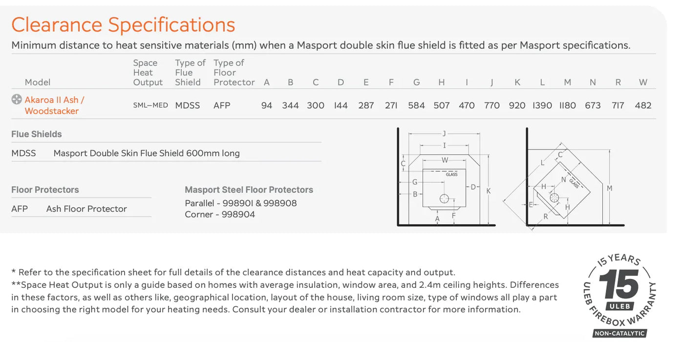 Masport Akaroa Mk II Wood Fire Fireplace Ash Pan w/ Flue Kit Package - LX2001 - Homewares, Outdoor, Phone Accessories, Cases, Speakers, Headphones + More -