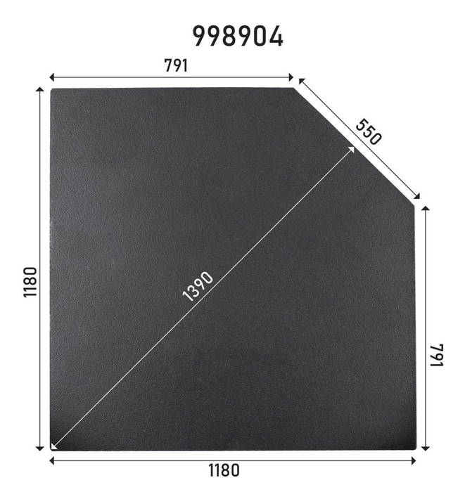 Masport Hearth Corner Floor Protector 1180 x 1180mm Black Kaituna Akaroa Osburn