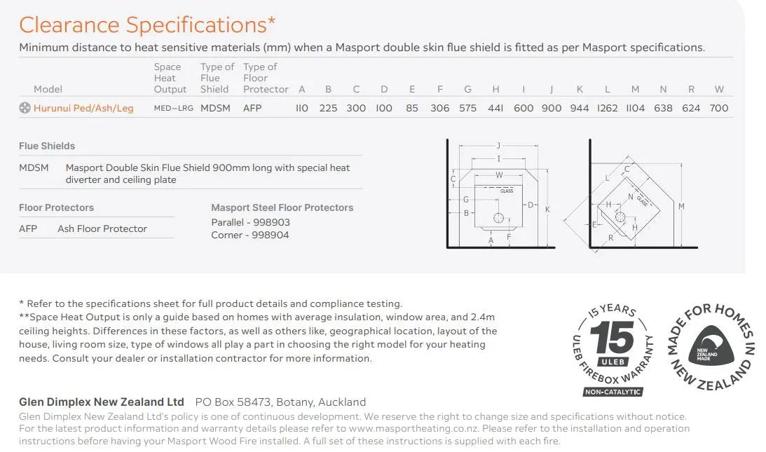 Masport Hurunui PED Fireplace Ultra-Low Emissions (ULEB) Wood Fire Pedestal - LX2001 - Homewares, Outdoor, Phone Accessories, Cases, Speakers, Headphones + More -