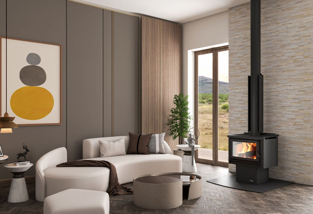Masport Kaituna Fireplace Freestanding Low Emissions Wood Fire Ash Pan + Flue
