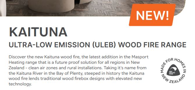 Masport Kaituna Fireplace Freestanding Low Emissions Wood Fire Ash Pan + Flue