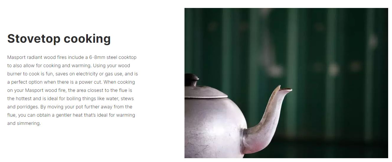 Masport Osburn 1600 Fireplace Freestanding wood fire Pedestal w Ash Pan + Flue