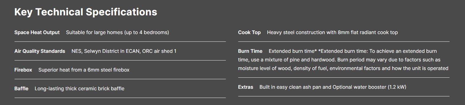 Masport Osburn 1600 Fireplace Wood Fire Pedestal w Ash Pan + Flue + Wet Back