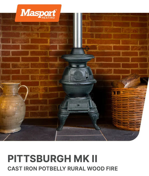 Masport Pittsburgh MK II Potbelly Stove Fireplace - LX2001 - Homewares, Outdoor, Phone Accessories, Cases, Speakers, Headphones + More -
