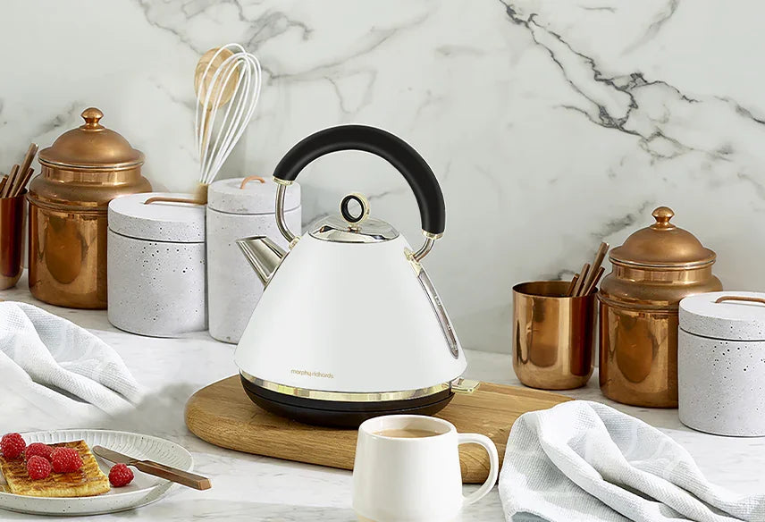 Morphy Richards Ascend Soft Gold Traditional Pyramid Kettle - White - LX2001 - Homewares, Outdoor, Phone Accessories, Cases, Speakers, Headphones + More -