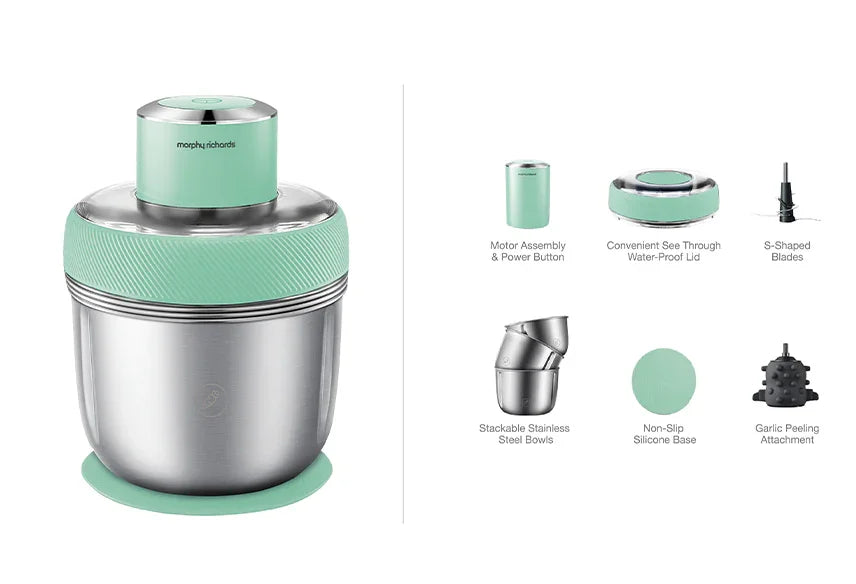Morphy Richards Stainless Steel Chopper - Spearmint Green - LX2001 - Homewares, Outdoor, Phone Accessories, Cases, Speakers, Headphones + More -