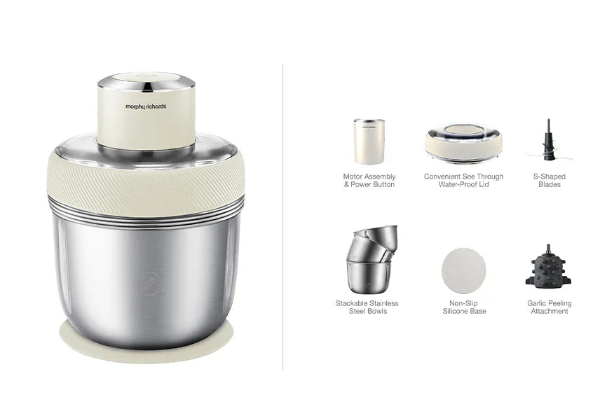 Morphy Richards Stainless Steel Chopper - White - LX2001 - Homewares, Outdoor, Phone Accessories, Cases, Speakers, Headphones + More -
